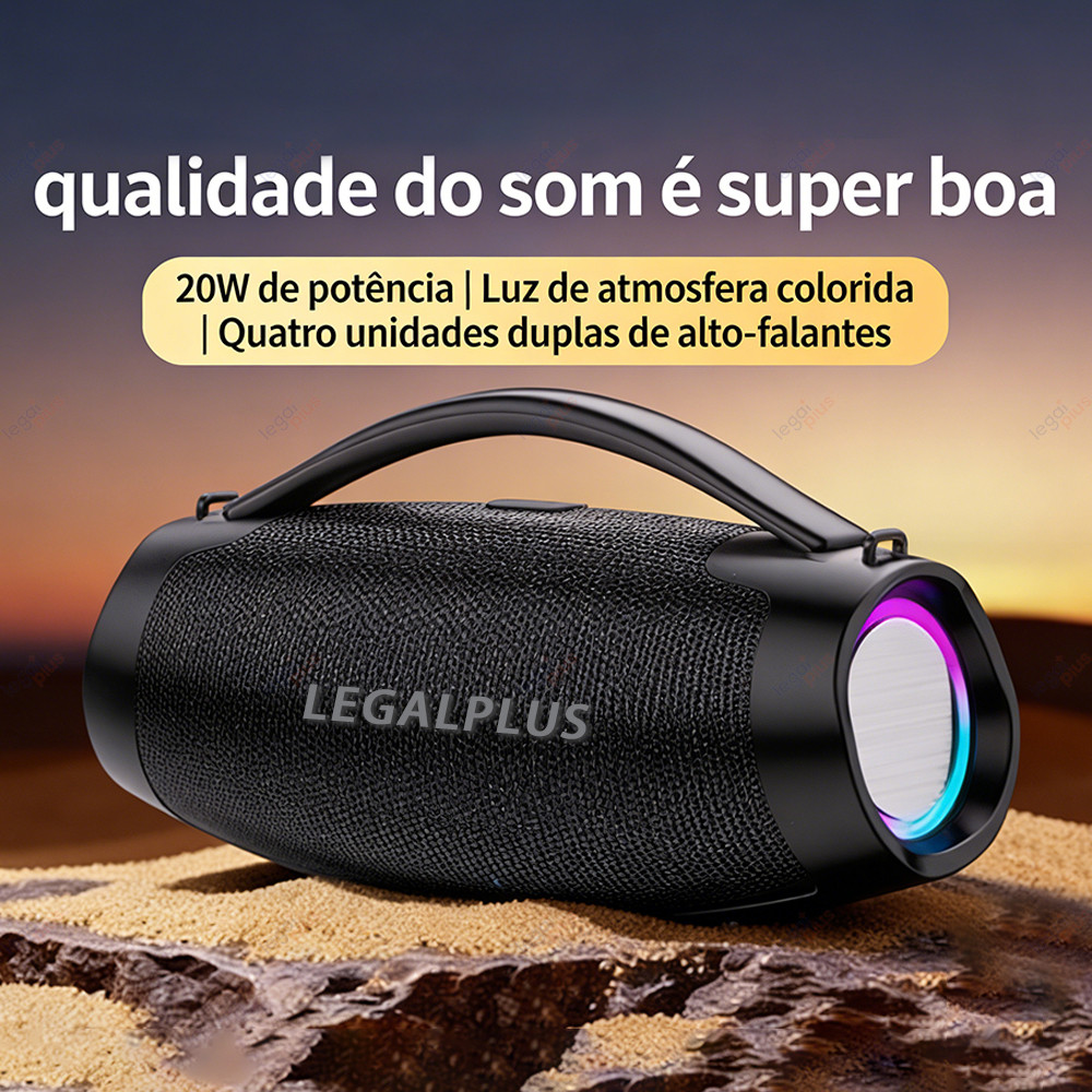 Caixa De Som Boombox 3 Bluetooth 70W Alto Falante Portátil Resistente Água Pen-Drive Aux Grande Tamanho