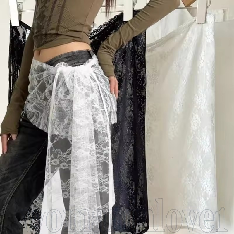 Saia De Renda Irregular " Cortina De Quadril "-Com Babados E Gravata-Capa De Menina Para Camadas-Saias Plissadas De Flor