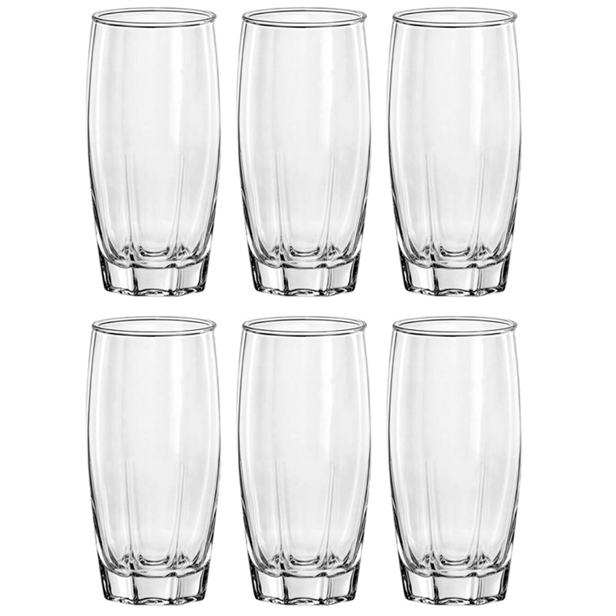 Jogo De Copos 380ml De Vidro Crystal Cilindrico Arredondado 6 Unidades