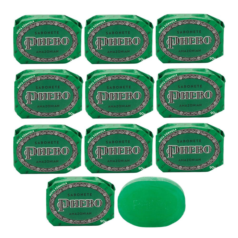 Kit 10 Sabonete Phebo Amazonian 90g Glicerina Vegetal Hipoalergênico