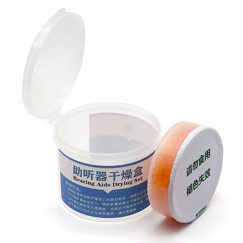 Caixa de secagem para aparelhos auditivos, pastilhas dessecantes de tampa aberta, dessecante, absorvedor de umidade de s