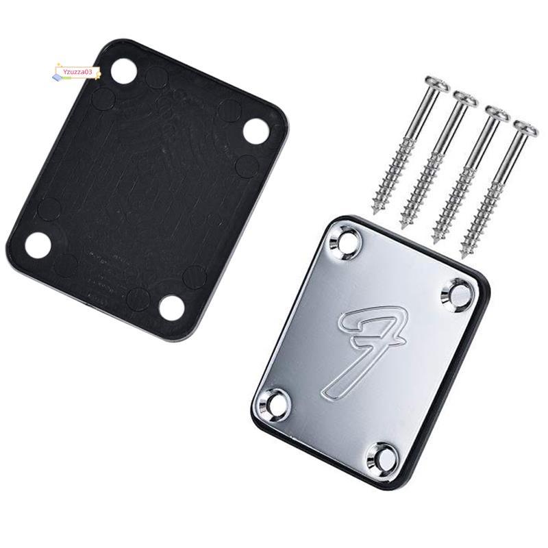 [Hot]1 Conjunto 70S Placa De Pescoço De Guitarra De 4 Parafusos Com Traseira De Plástico De Ferro (Prata)