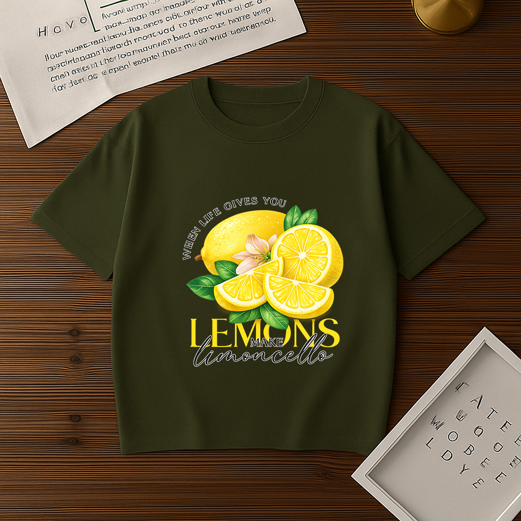 Camiseta Básica Feminina Limoncello Minimalista Blusa Gola Redonda Limon Tendência Lançamento