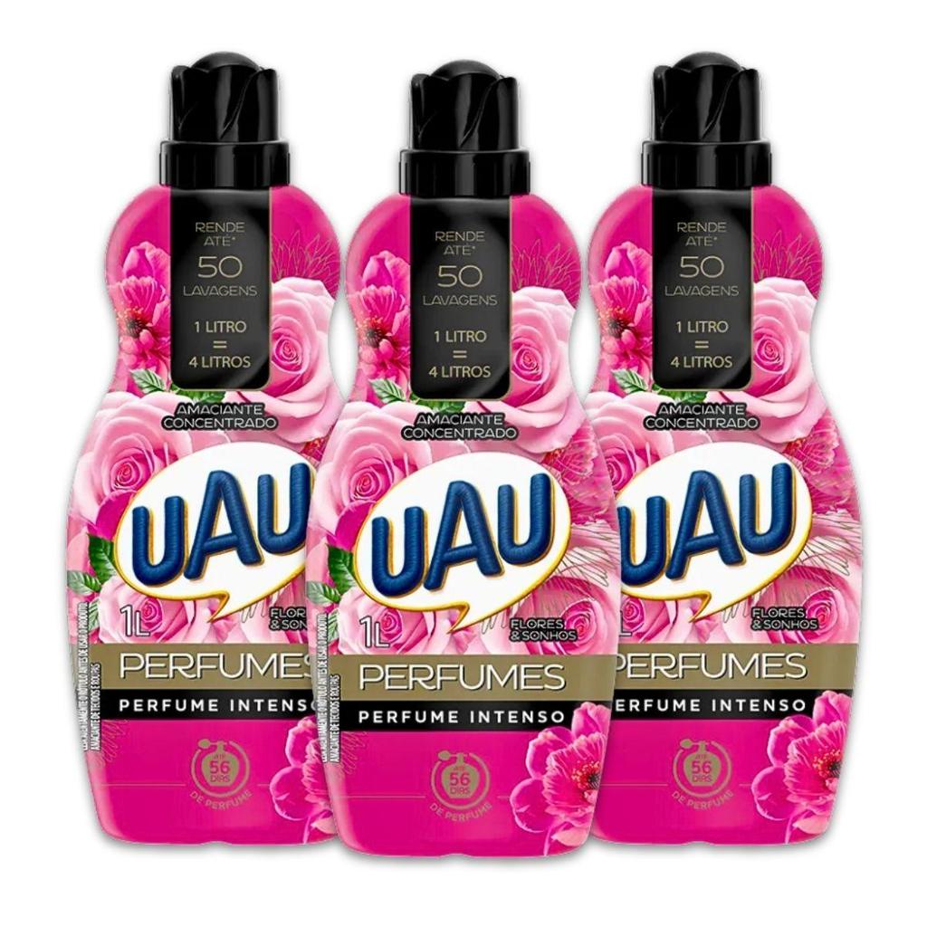 Kit 3un Amaciante Concentrado 1L Uau Flores e Sonhos em Oferta na Shopee