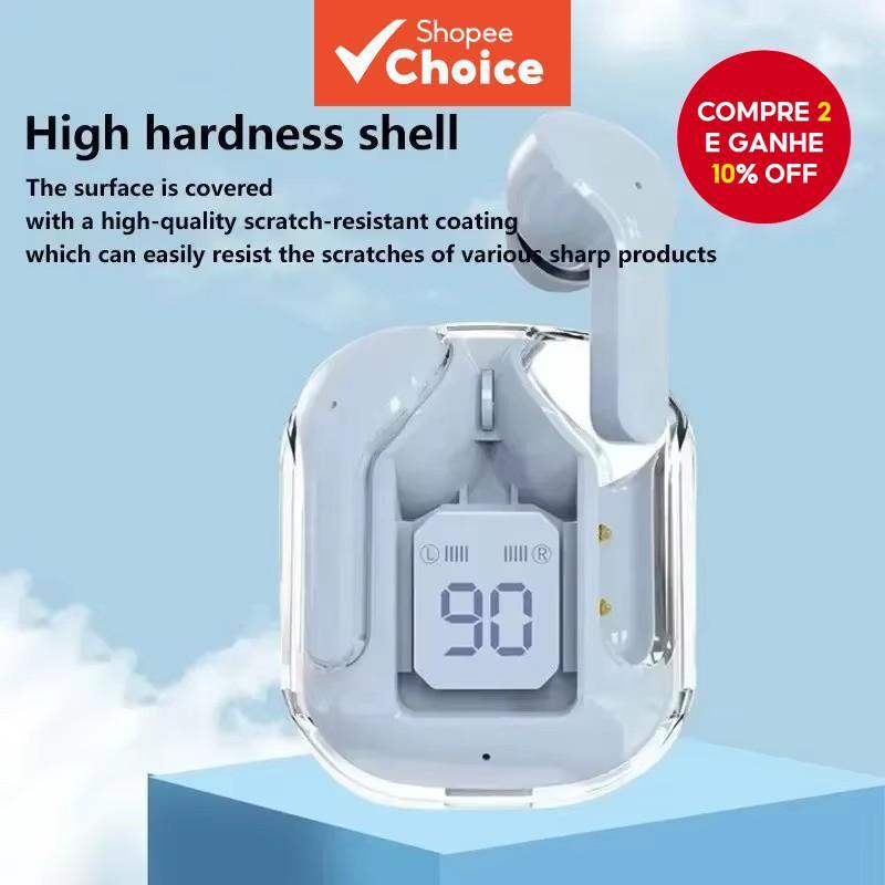  Fones de Ouvido Bluetooth com Design Transparente Air 31 - Fones com Display Digital de Energia LED, Fones Estéreo