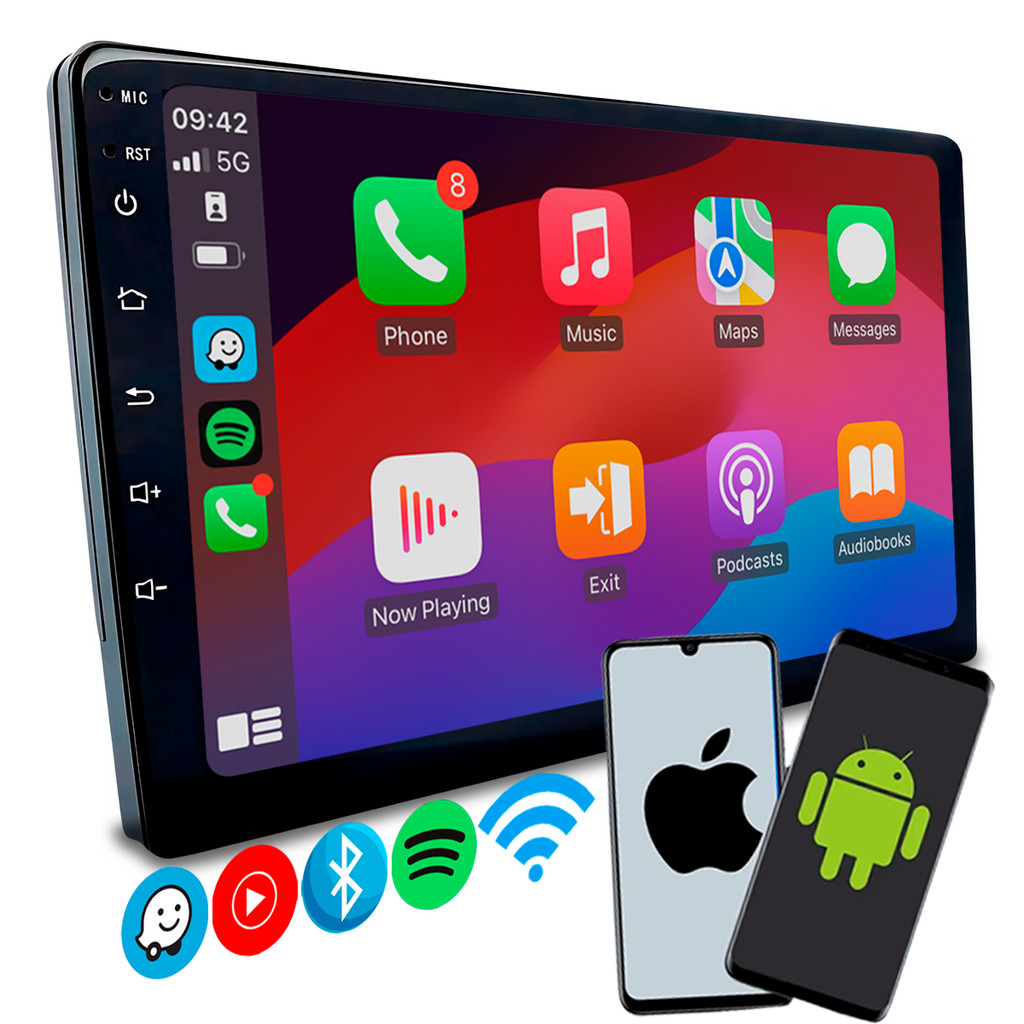Multimídia 9 Polegadas Carplay Android Auto Sem Fio Com Espelhamento de Celular Gps Aplicativos e Entrada Câmera de Ré em Oferta na Shopee