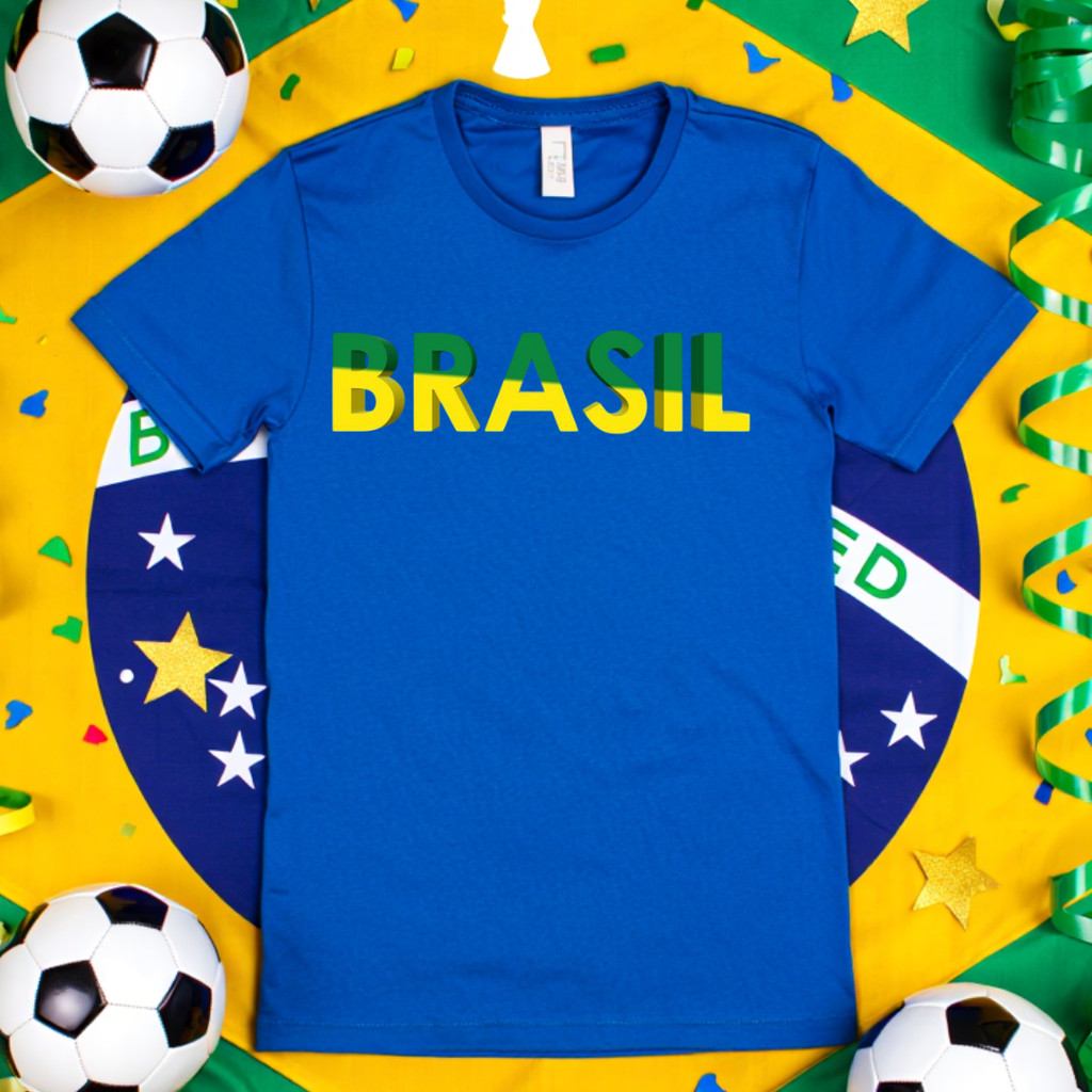 Camiseta Do Brasil  Regular De Algodao  Regular Torcida Presente Copa Futebol Emoçao Hexa Campeonato