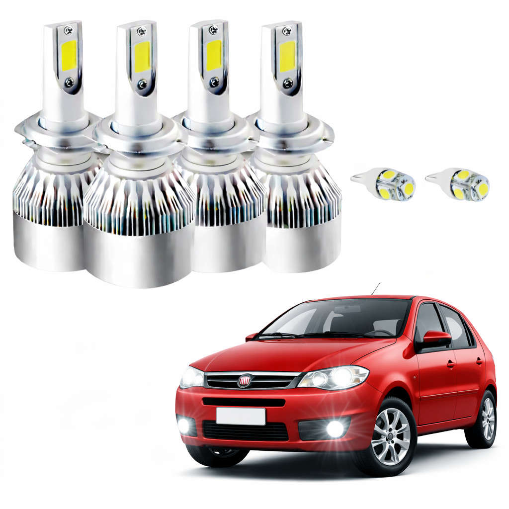 Kit Lâmpadas Palio Siena G2 2001 2002 2003 2004 Super Led H7 H1 + Meia Luz