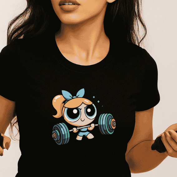 Camiseta Baby Look Meninas Superpoderosas Fitnes Academia Exercício Dry Fit Tecido Premium Uv50 Anti Suor Pilates Yoga