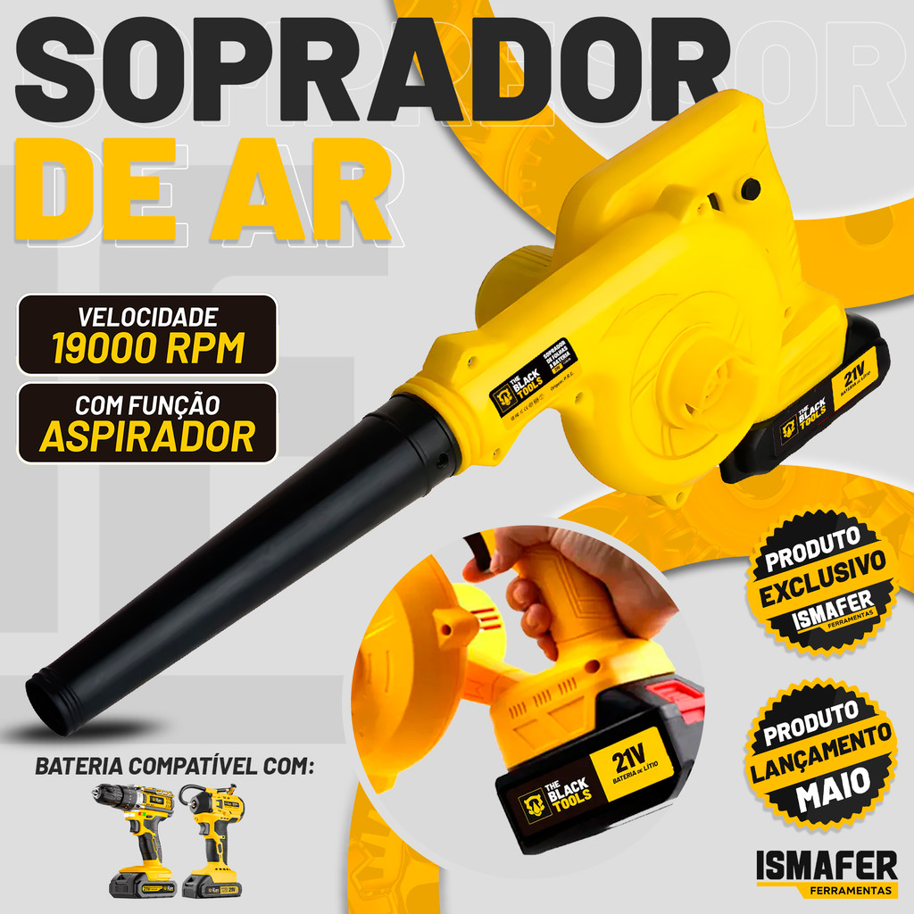 Soprador De Folhas A Bateria 21v Aspirador Com Saco Coletor Bivolt The Black Tools em Oferta na Shopee