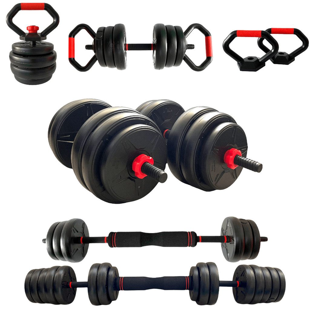 Kit Musculação Multifuncional 6 em 1 Completo Dumbbell Kettlebell Barra 40kg em Oferta na Shopee