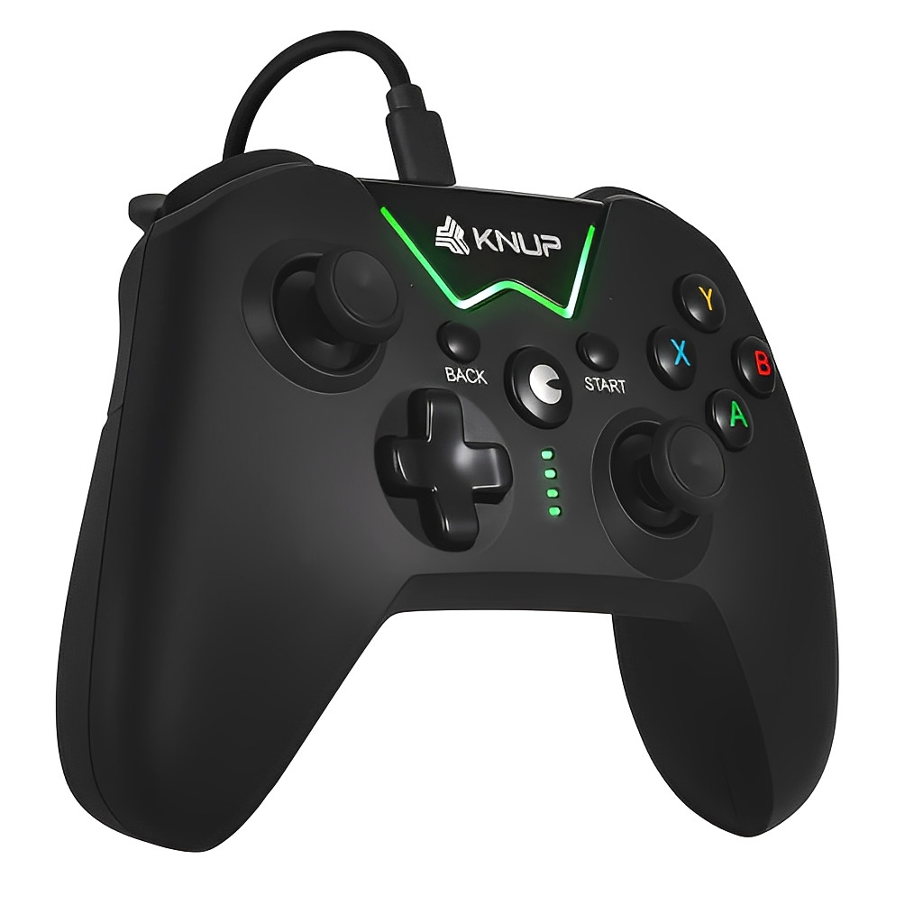 Controle USB Com Fio para Xbox 360 e PC com Vibração Ajustável Manete analógico Botões Ergonômicos