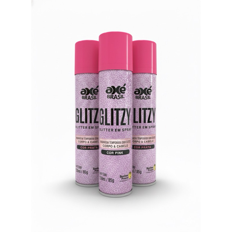 Kit 3 Spray Glitter Rosa- Axé Brasil 150ml Carnaval Glitzy