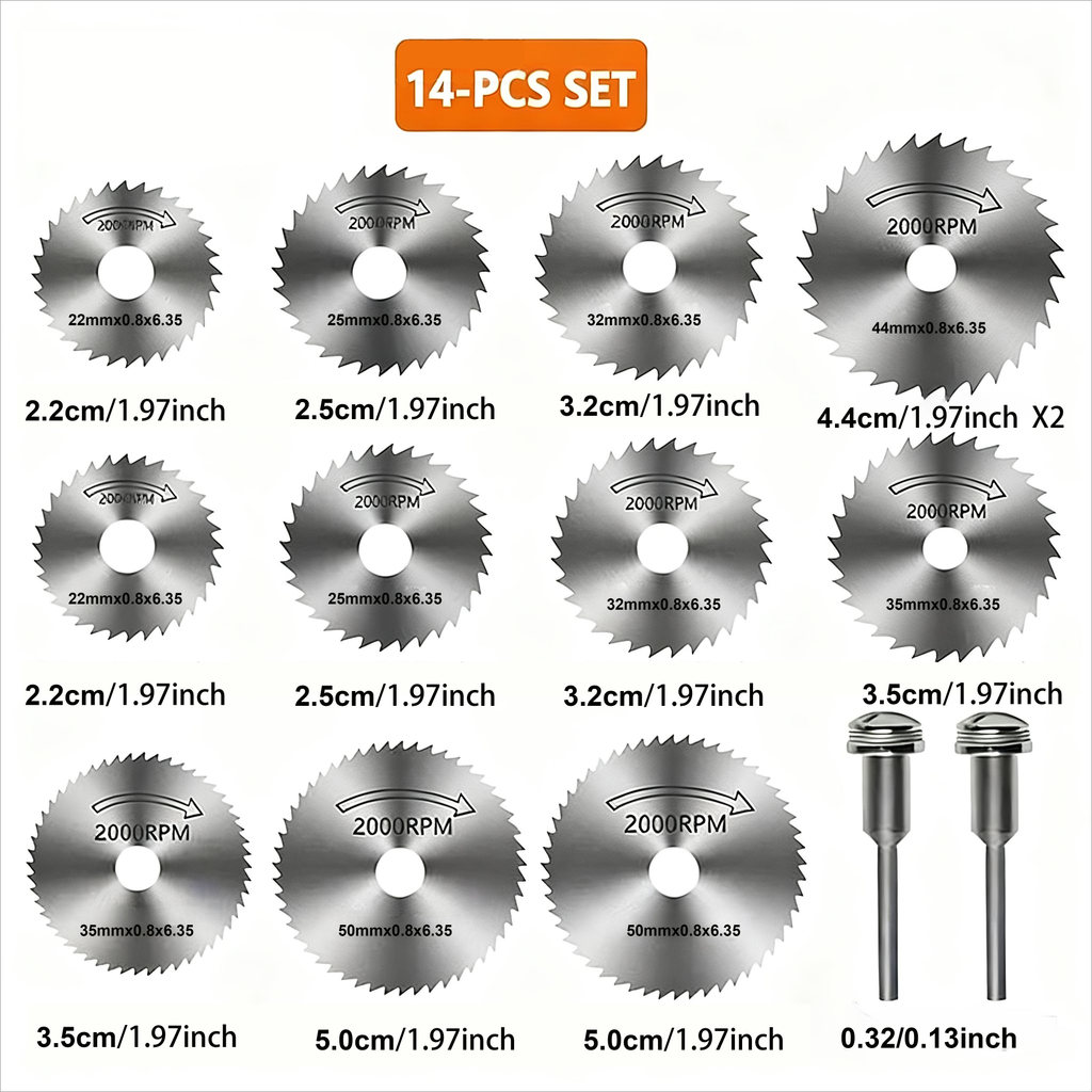 Kit14 Peças Mini Disco Serra Circular Micro Retifica Profissional,Lâminas De Corte,Micro Moedor,Profissional De Aço em Oferta na Shopee