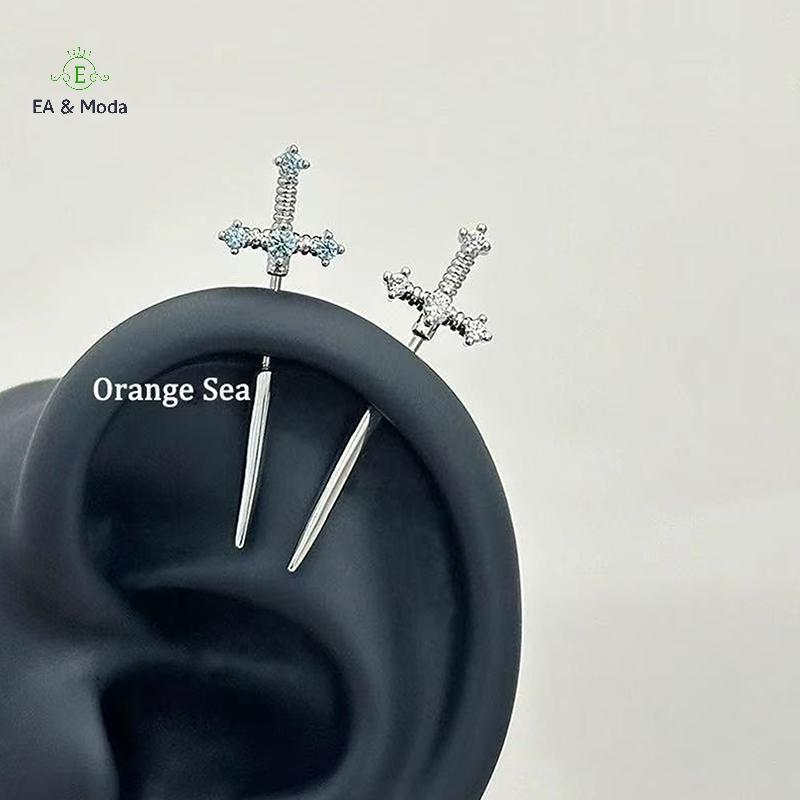 EA & Moda Espada Em Forma De Strass Cruz Brincos Para Mulheres Homens Punk Zircon Flutuante Helix Piercing Orelha Cartil em Oferta na Shopee