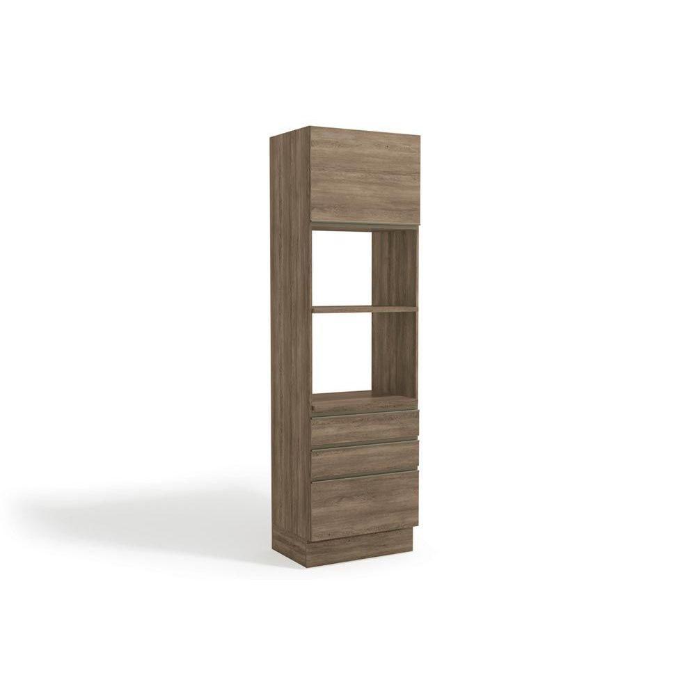 Paneleiro de Cozinha Maxxi G750 Torre Quente c/ 1 Porta e 3 Gavetas 70cm Nogal - Kappesberg