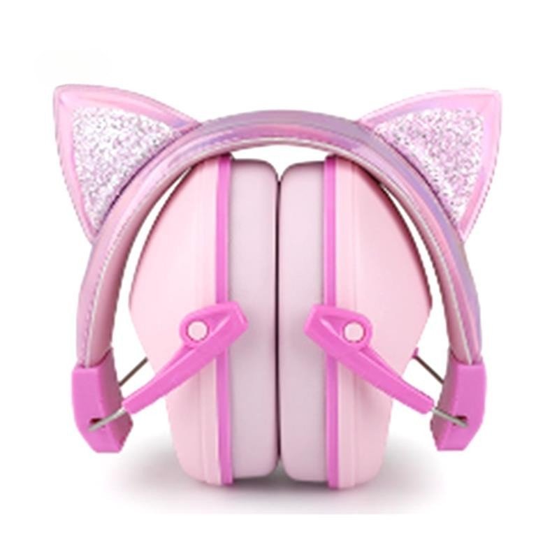 Orelhas De Gato Rosa Crianças Earmuffs Ajustável Anti-Ruído Protetor Auditivo Para Estudo E Sono Cancelamento De
