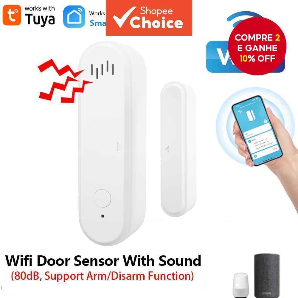 Sensor de Porta Grafite Smart WiFi 80dB Sensor de Janela de Som Sensor de Porta de Alarme APP Sensor de Porta de Alarme
