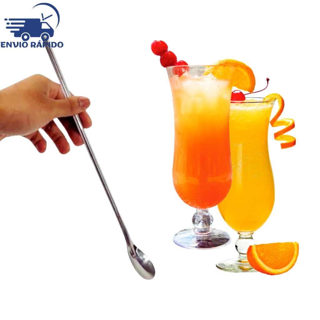 Colher Bailarina Para Suco Colher Longa 30cm Para Mexer Sucos 100% Aço Inox Drinks