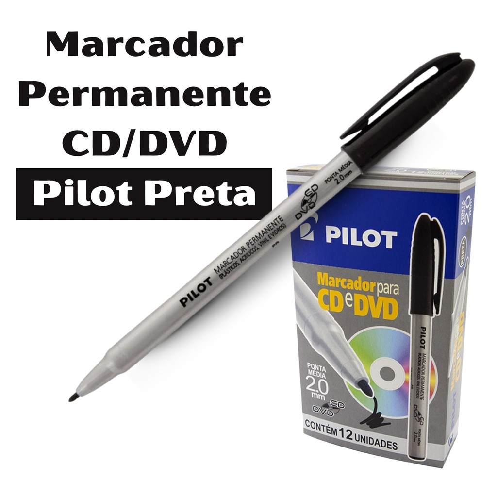 Marcador Permanente Para CD/DVD 2.0 Pilot Preta em Oferta na Shopee