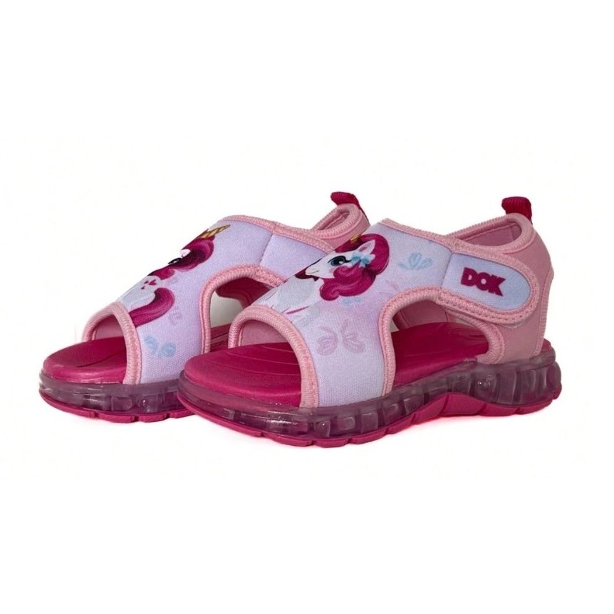 Papete Rosa Sandália Chinelo DOK Anatomica Infantil Menina Unicórnio com Led