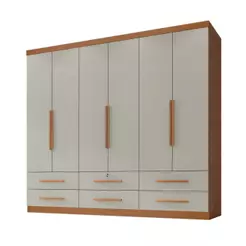 Guarda Roupas Casal 6 Portas 6 Gavetas Maximus Madeirado / Areia Zanzini