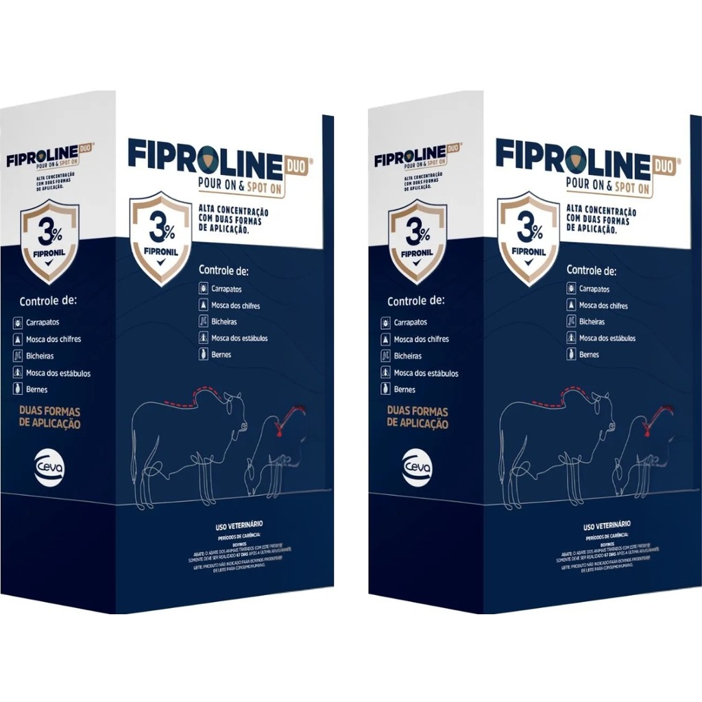 Fiproline Duo Pour On e Spot On 250ml - Ceva - 2 Unidades