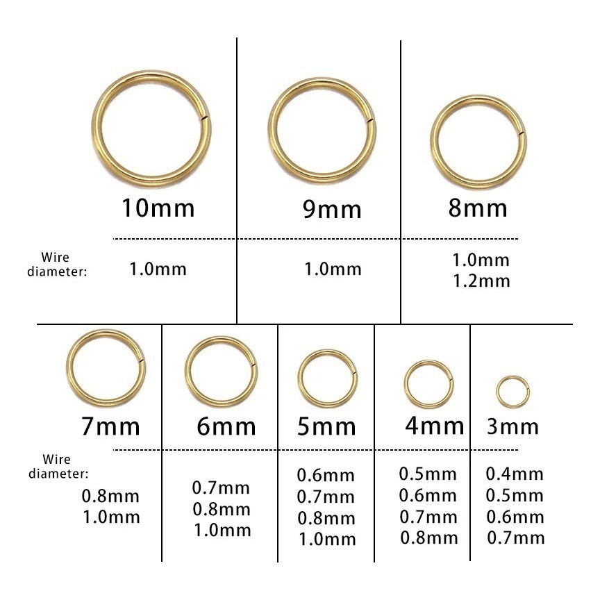 Argolinha Fechada para Artesanato e Bijuterias 100 Unidades 4mm a 10mm Prata/Dourada — imagem 2 de 2