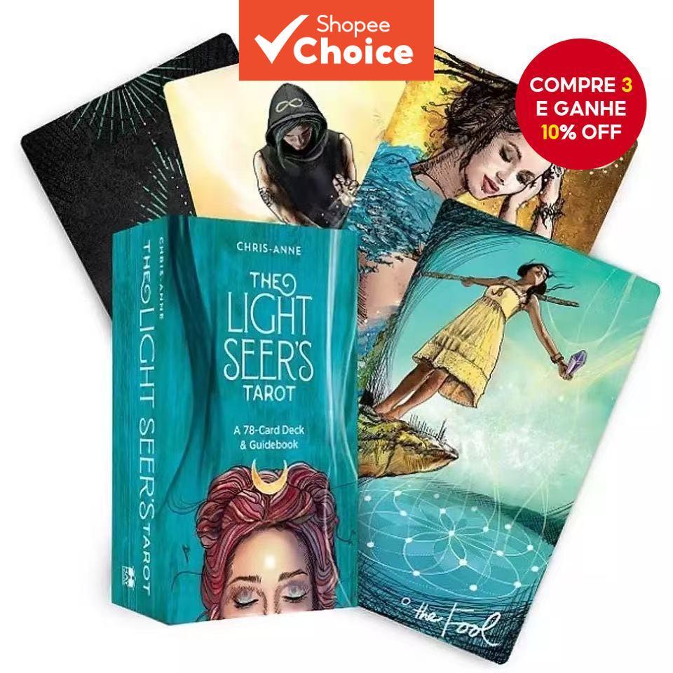 Conjunto Original do Baralho Tarot Light Seer's - Cartas Oráculos Místicas para Adivinhação e Orientação Interior em Oferta na Shopee
