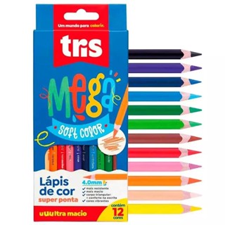 Lápis De Cor Mega Soft Color - 12 Cores - Tris em Oferta na Shopee