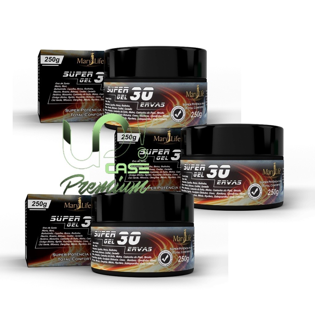 Kit 3 Potes Super Gel 30 Ervas Massageador Efeito Gelo Quente Mary Life