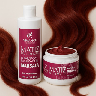 Kit Cabelos Marsala Shampoo Matizador Tonalizante 300ml + Máscara Matizadora Tonalizante 250g  - Vivance Cosmétics em Oferta na Shopee