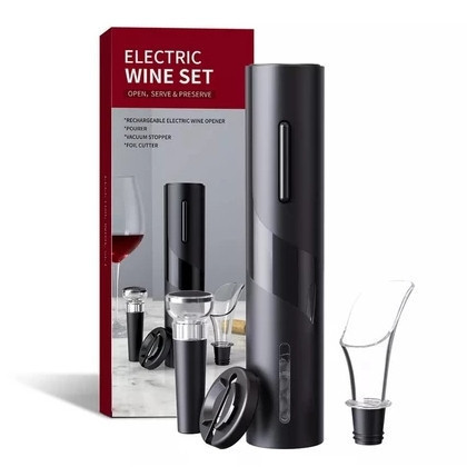 Kit Saca Rolhas Elétrico + Decanter Automático | Abridor de Vinho Com Acessórios