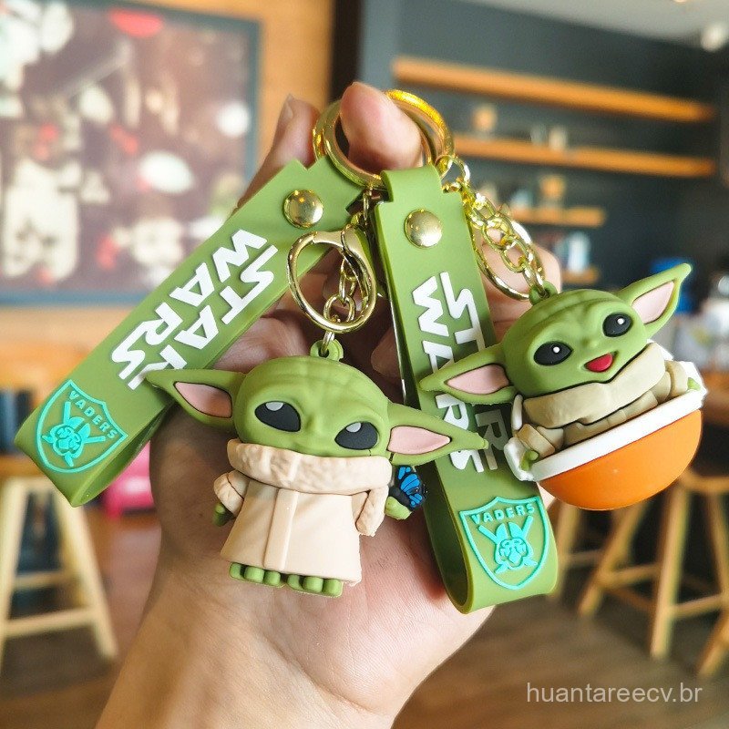 Desenho Animado Star Wars Baby Yoda Doll Keychain Figura Mochila Pingente Porta-Chaves Cartoon Anel Chave Para Crianças