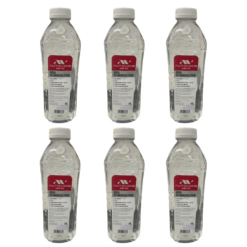 Kit 6 Águas Desmineralizada Alta Pureza Autovene 1 Litro