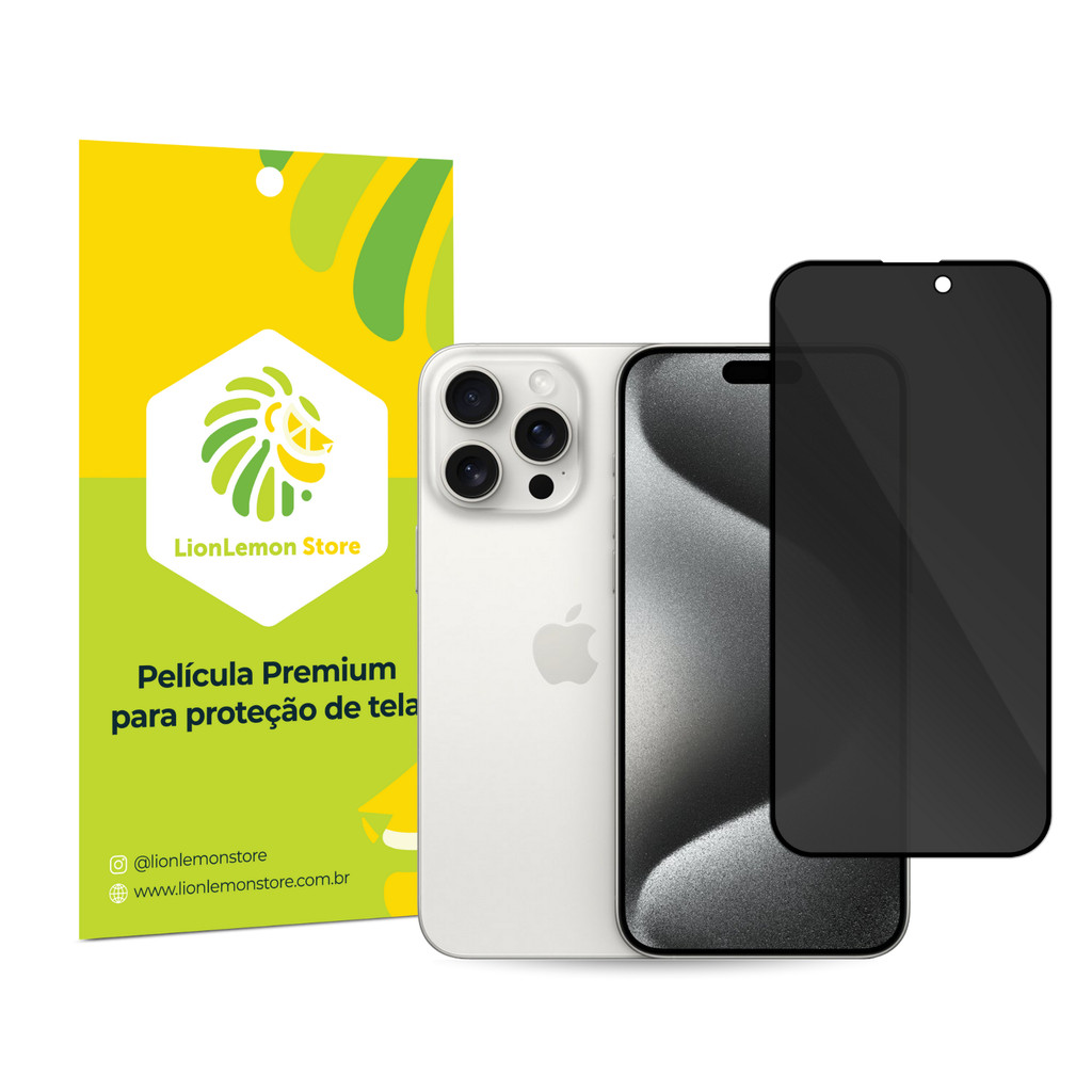 Película de Privacidade Ultrashield LionLemon para iPhone 15 Pro Max