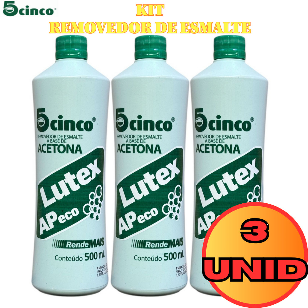 Kit 3 Removedor de Esmalte 500ml Lutex Acetona