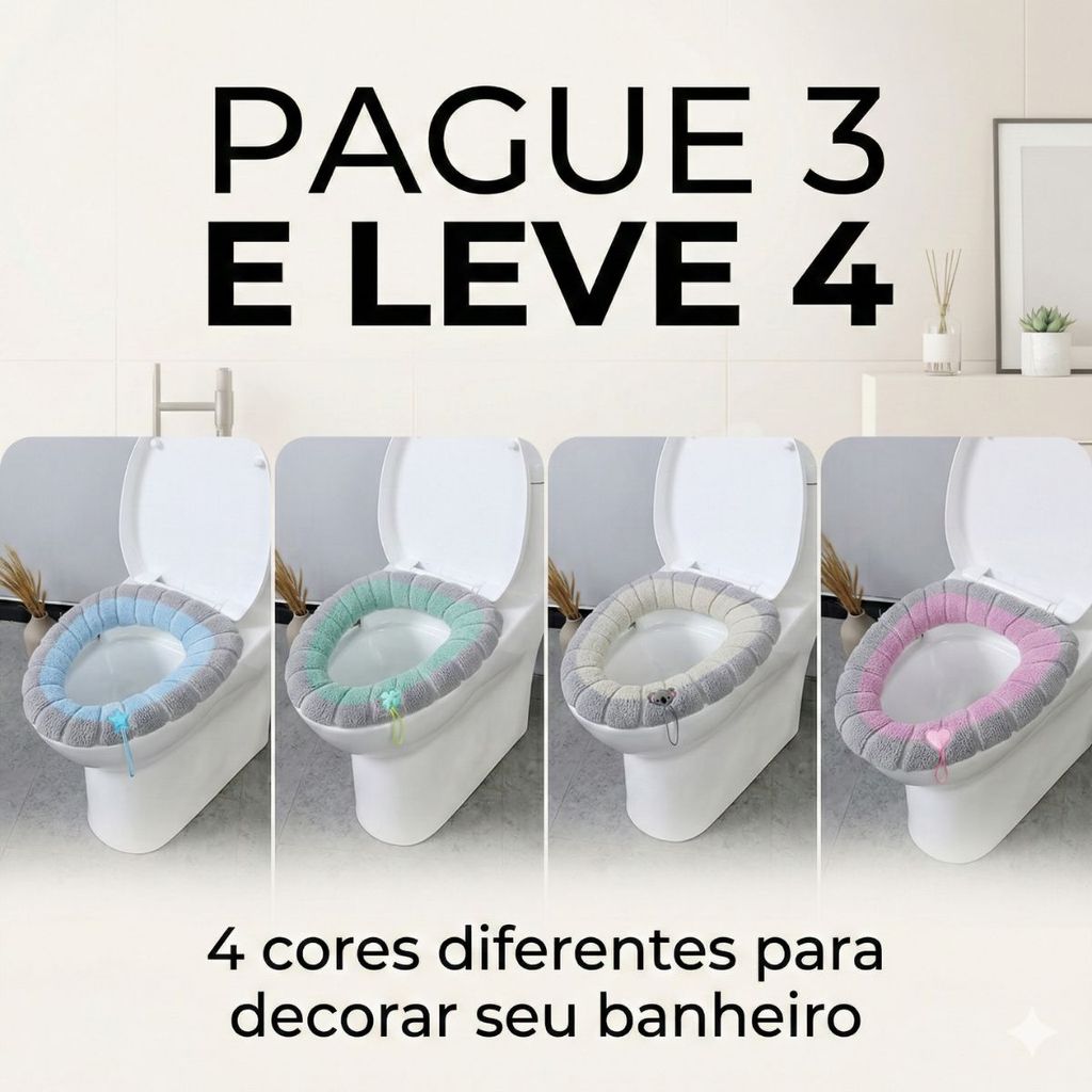 Kit 4 Capas De Assento De Vaso Sanitário Almofada Sanitária Confortável Lavável Para Banheiro T