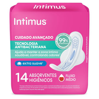 Absorvente Intimus Tecnologia Antibacteriana Com Abas 14un em Oferta na Shopee