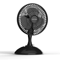 Mini Ventilador 20cm Preto 110V Ventisol Base ou Grampo