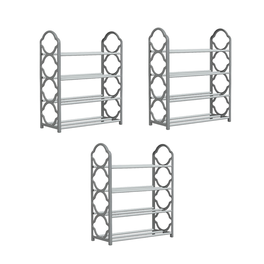 3 Sapateira 4 Andar Gray Estante Calçado Multiuso Escritorio Casa Lavanderia Rack Organizador Sapato