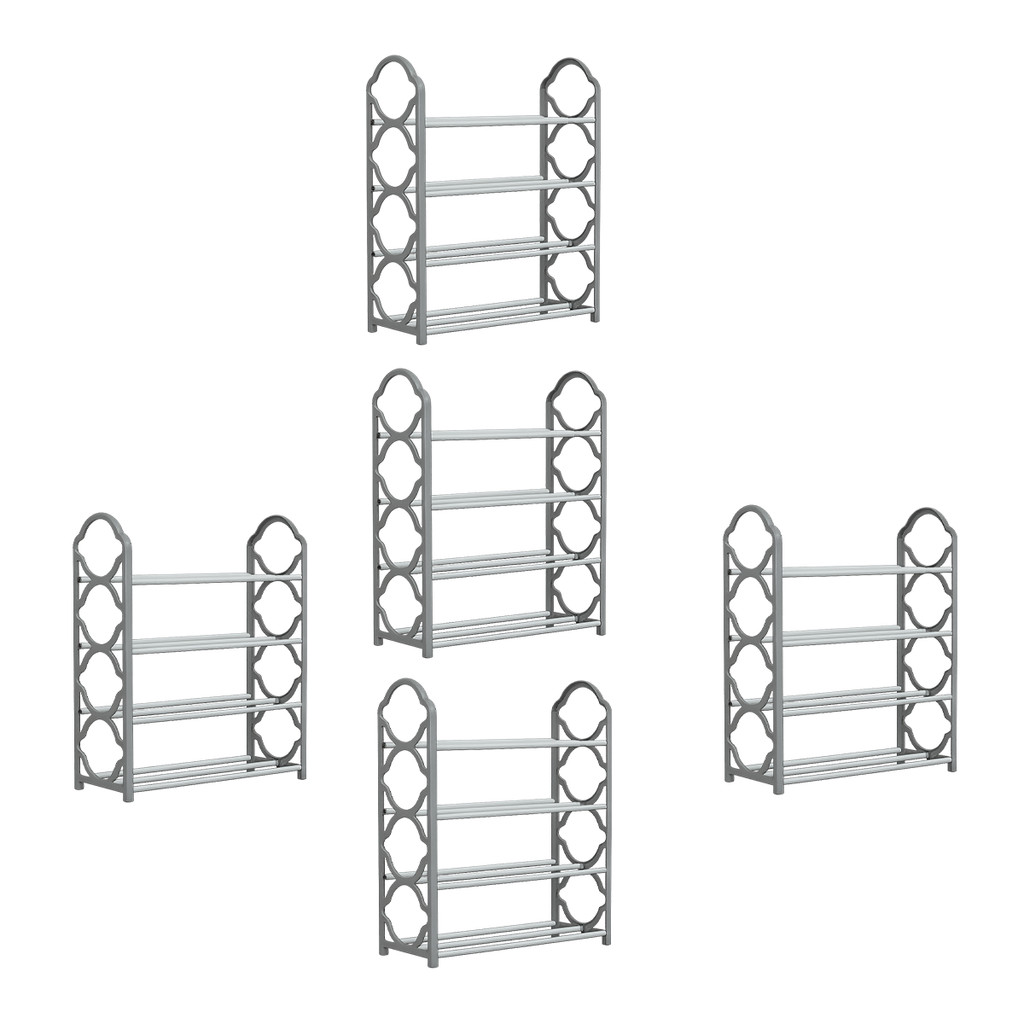 Kit 5 Estante Organizador apartamento Calçados Movel Casa  Sapateira Multiuso Sapatos 4 Andares Gray