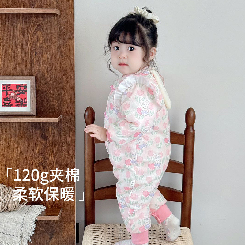 Bebê roupas de bebê outono macacão bebê menina dupla camada bonito manga comprida outing roupas princesa outing macacão