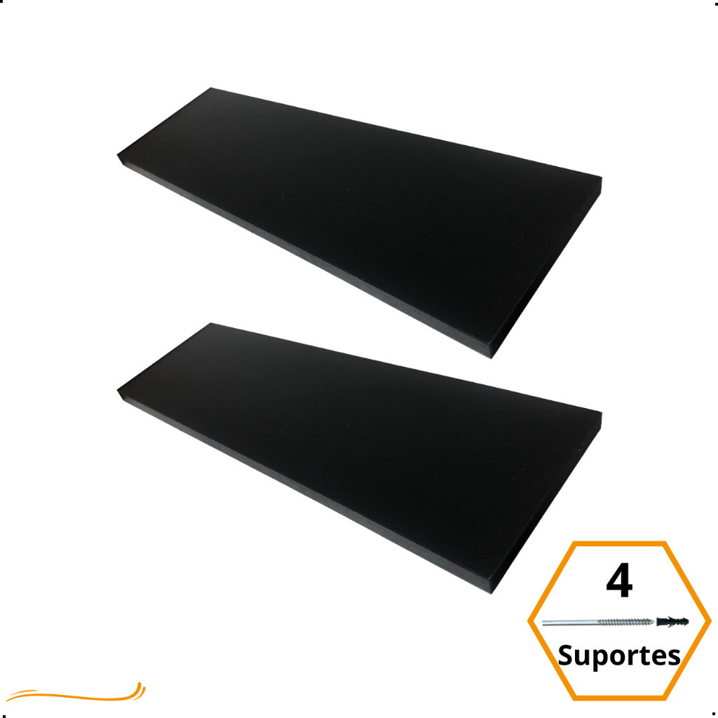 Kit 2 Prateleira Preta 50X15 + Suporte Flutuante Mdf  Organizadora Decoração Cozinha Banheiro Sala em Oferta na Shopee