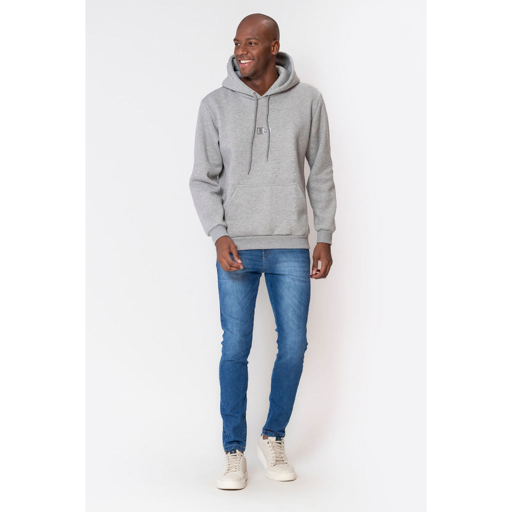 Blusa Moletom Masculina Canguru Logo Polo Wear Cinza Médio em Oferta na Shopee