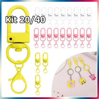 Kit 20/40 Chaveiros de metal fechos giratórios em forma de U fechos para acessórios pendentes para artesanato DIY
