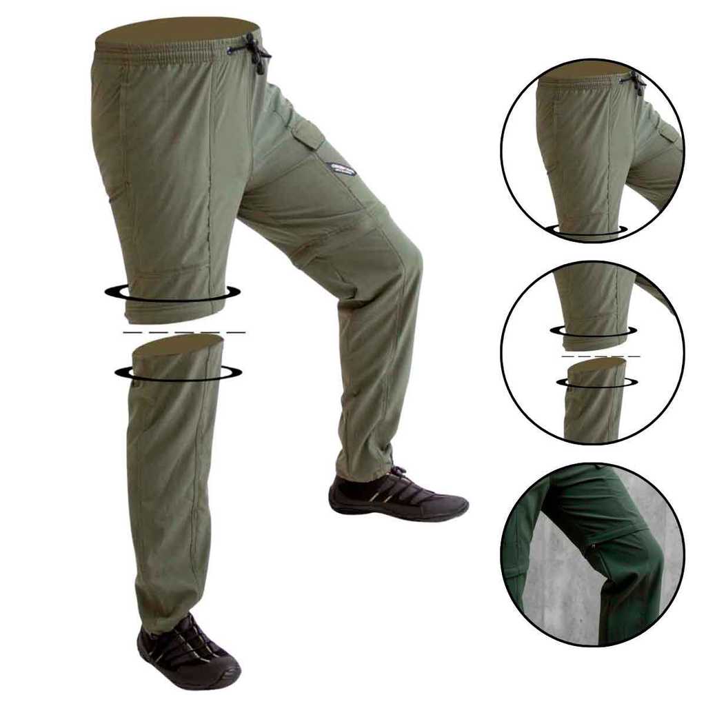 Calça para Pesca Masculina Combat que Vira Bermuda Musgo Mar Negro Pescaria
