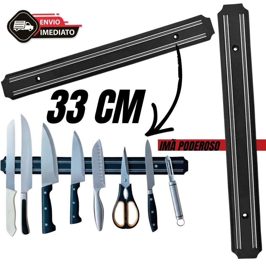 Barra Magnética de 33cm para Facas e Ferramentas | Organizador com Imã para Cozinha e Churrasco em Oferta na Shopee