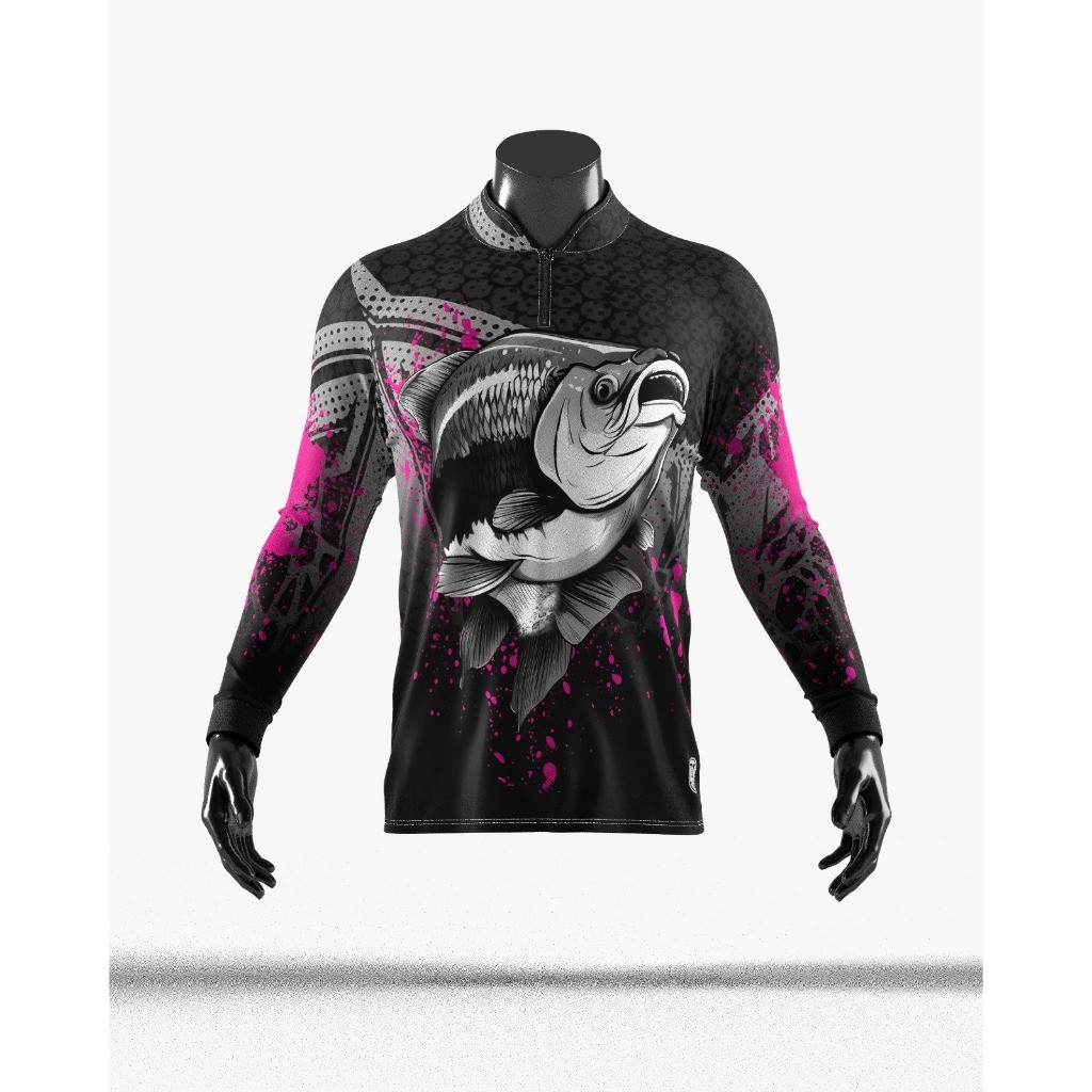 Camisa de Pescaria Feminina e Masculina Rosa, Camisa de Pesca, Camiseta para Pesca Proteção UV+50