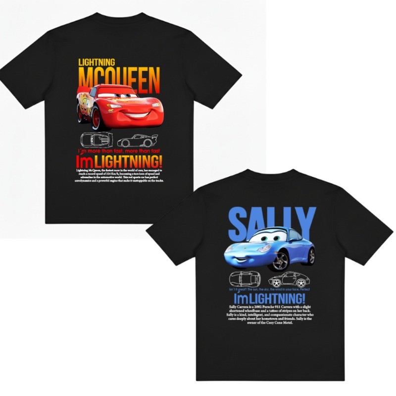 Kit 2 Camisetas Estampadas Filme Carros Estampa Divertida  Conjunto Casal Blusa Basica Estampada COUPLE MCQUEEN e SALLY